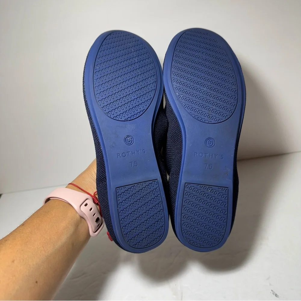 Rothy's The Flat Recycled Textile Round Toe Slip On Navy Ballet Womens Size 7.5